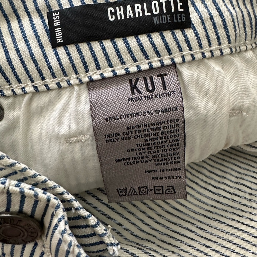 Kut from the Kloth Women's Straight Leg Pinstripe Jeans in Light Gray & White - Picture 6 of 6